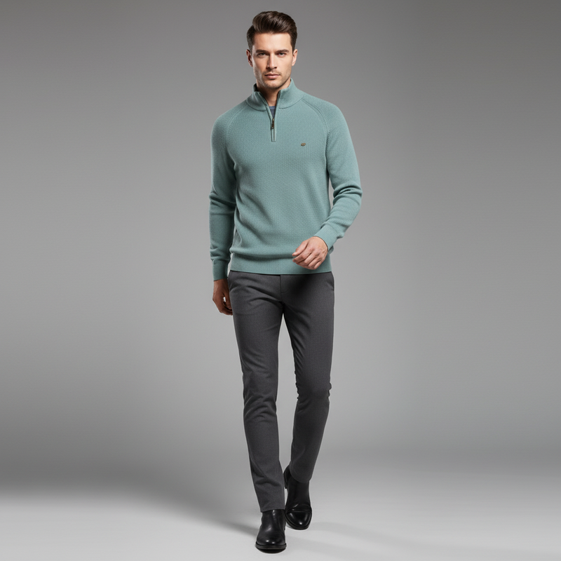 Men's Black Half-Zip Jumper | Slim Fit Knitwear