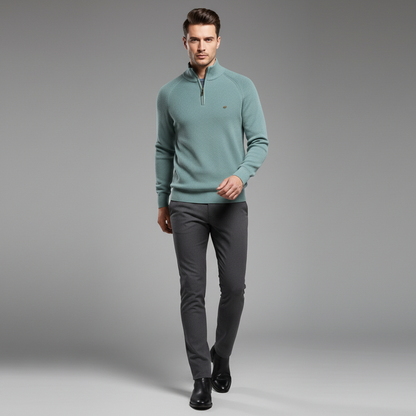 Men's Black Half-Zip Jumper | Slim Fit Knitwear
