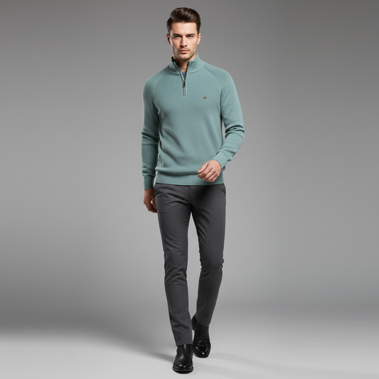 Men's Black Half-Zip Jumper | Slim Fit Knitwear