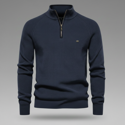 Men's Black Half-Zip Jumper | Slim Fit Knitwear