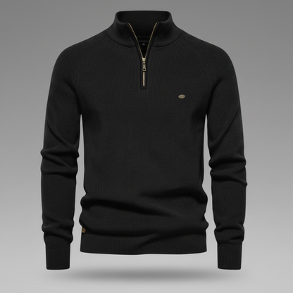 Men's Black Half-Zip Jumper | Slim Fit Knitwear
