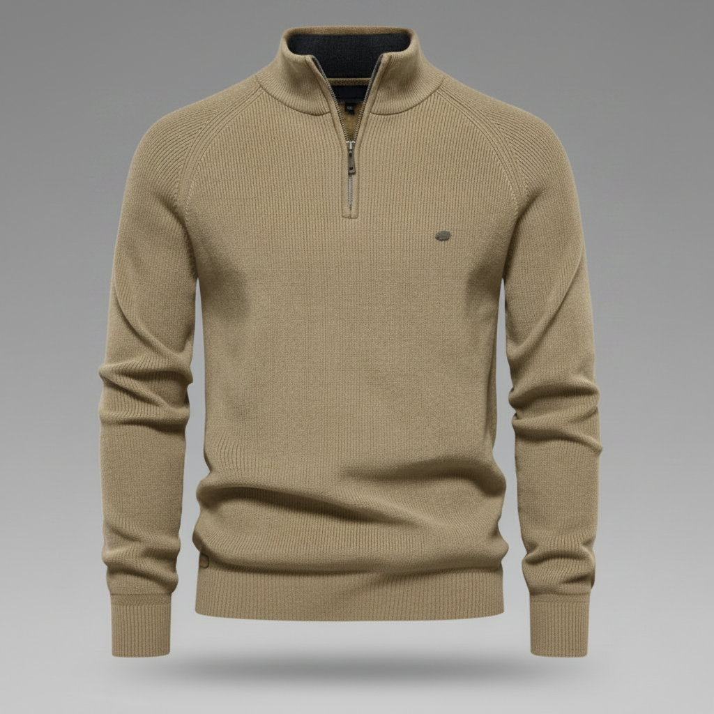 Men's Black Half-Zip Jumper | Slim Fit Knitwear