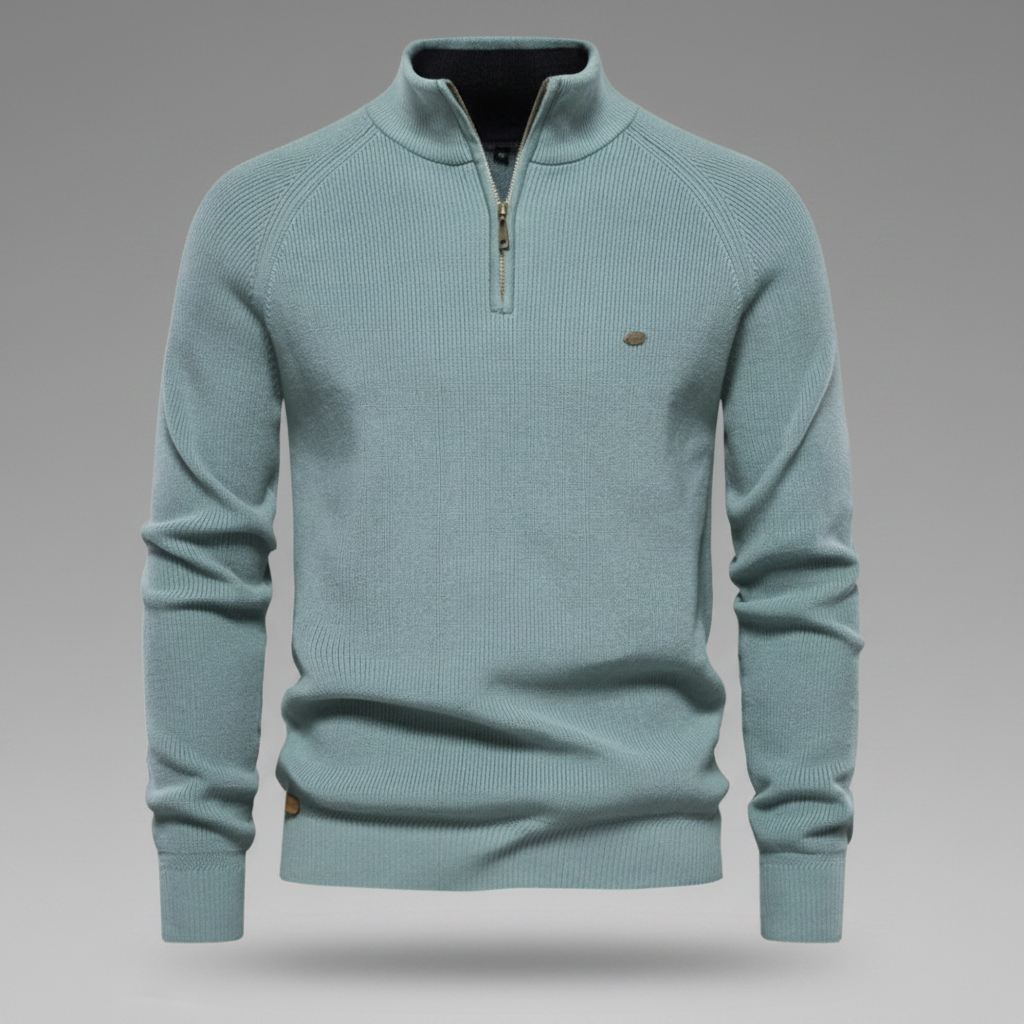 Men's Black Half-Zip Jumper | Slim Fit Knitwear