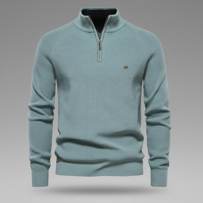 Men's Black Half-Zip Jumper | Slim Fit Knitwear