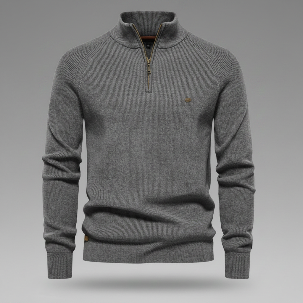 Men's Black Half-Zip Jumper | Slim Fit Knitwear