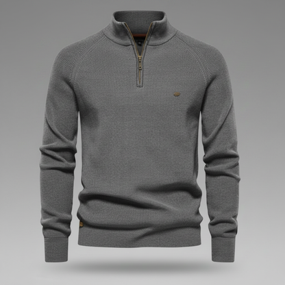 Men's Black Half-Zip Jumper | Slim Fit Knitwear