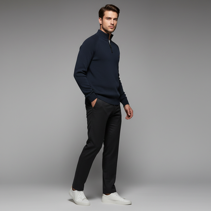 Men's Black Half-Zip Jumper | Slim Fit Knitwear