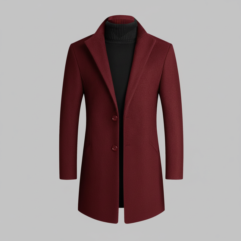 Men's Long Overcoat | Notched Lapel Trench Coat