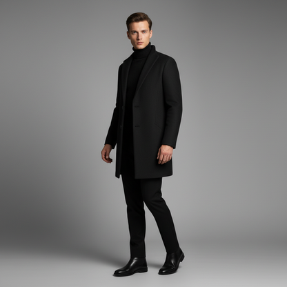 Men's Long Overcoat | Notched Lapel Trench Coat