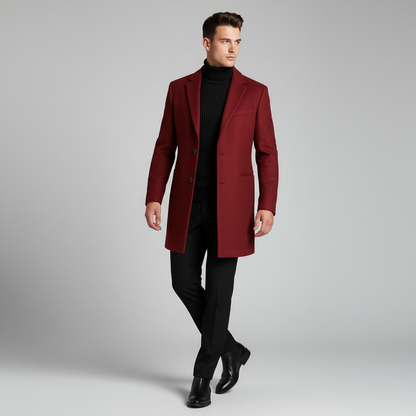 Men's Long Overcoat | Notched Lapel Trench Coat