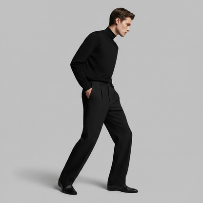 Men's Pleated Trousers | Straight Fit Formal Pants