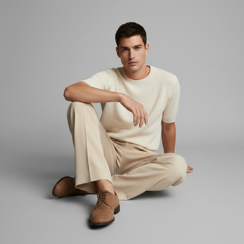 Men's Pleated Trousers | Straight Fit Formal Pants