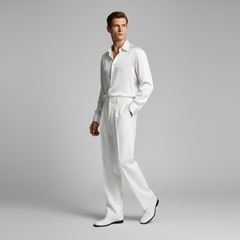 Men's Pleated Trousers | Straight Fit Formal Pants