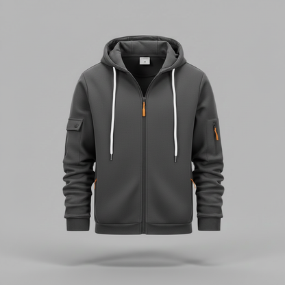 Men's Utility Zip-Up Hoodie | Casual Sweatshirt
