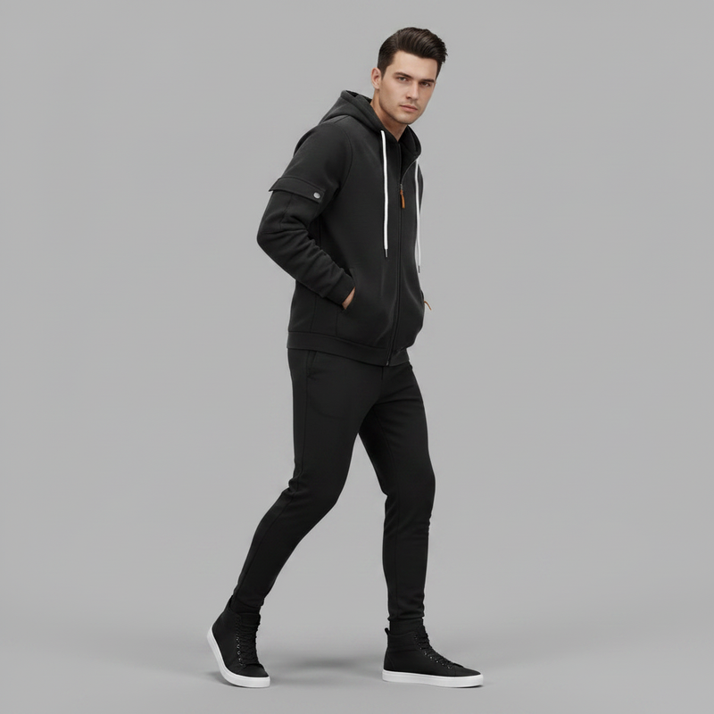 Men's Utility Zip-Up Hoodie | Casual Sweatshirt