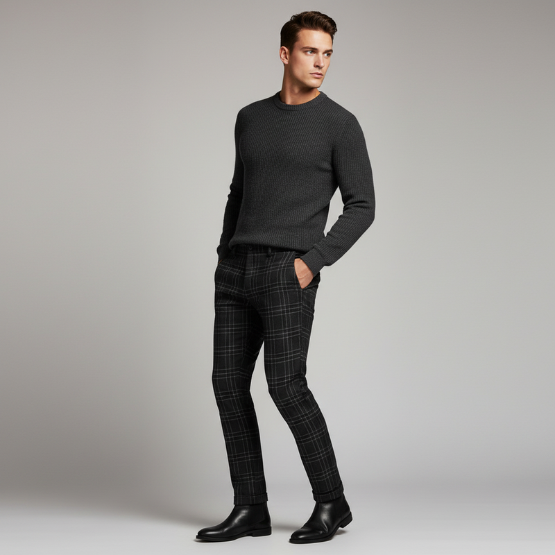 Sasha Checked Chinos | Men's Trousers