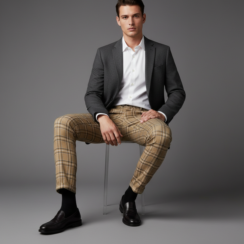 Sasha Checked Chinos | Men's Trousers